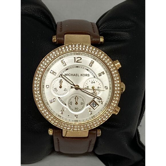 Michael Kors MK5774 Women's Brown Leather Analog White Dial Quartz Watch XX476 - Picture 3 of 12